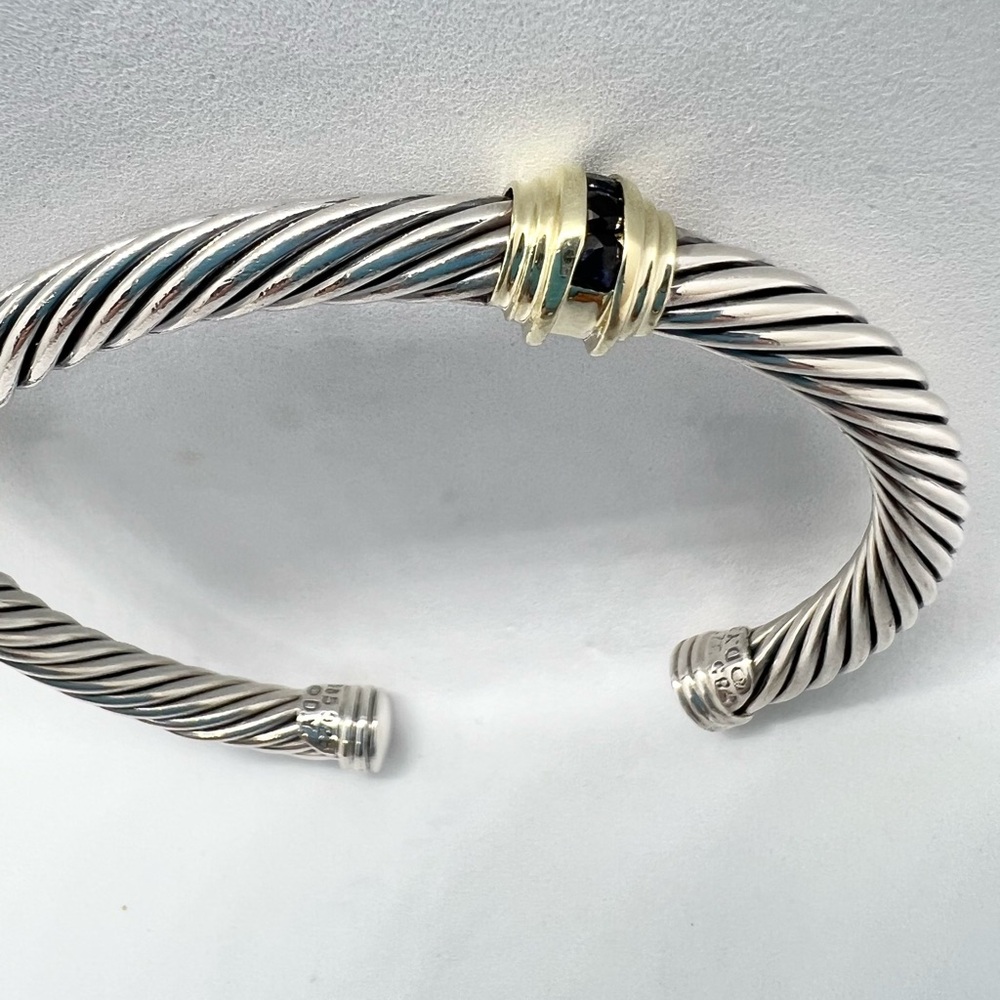David Yurman 5mm Onyx 14k Gold Double Station Bracelet - Picture 11 of 14